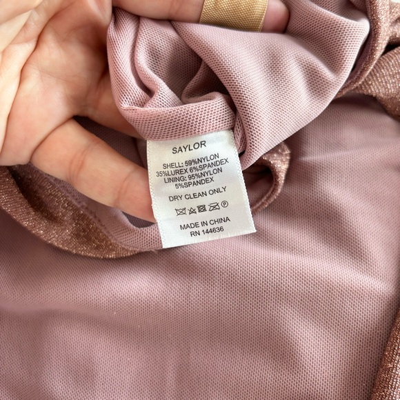 {Saylor} Deb Stretch Metallic Mini Dress, Rose, Size S - Picture 9 of 9